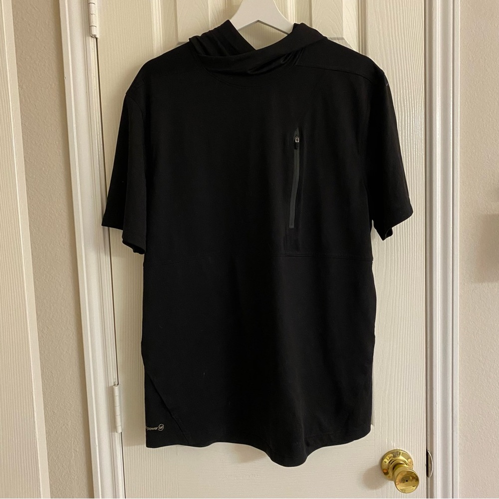 Unique Hooded Workout Shirt with Pocket and Zipper